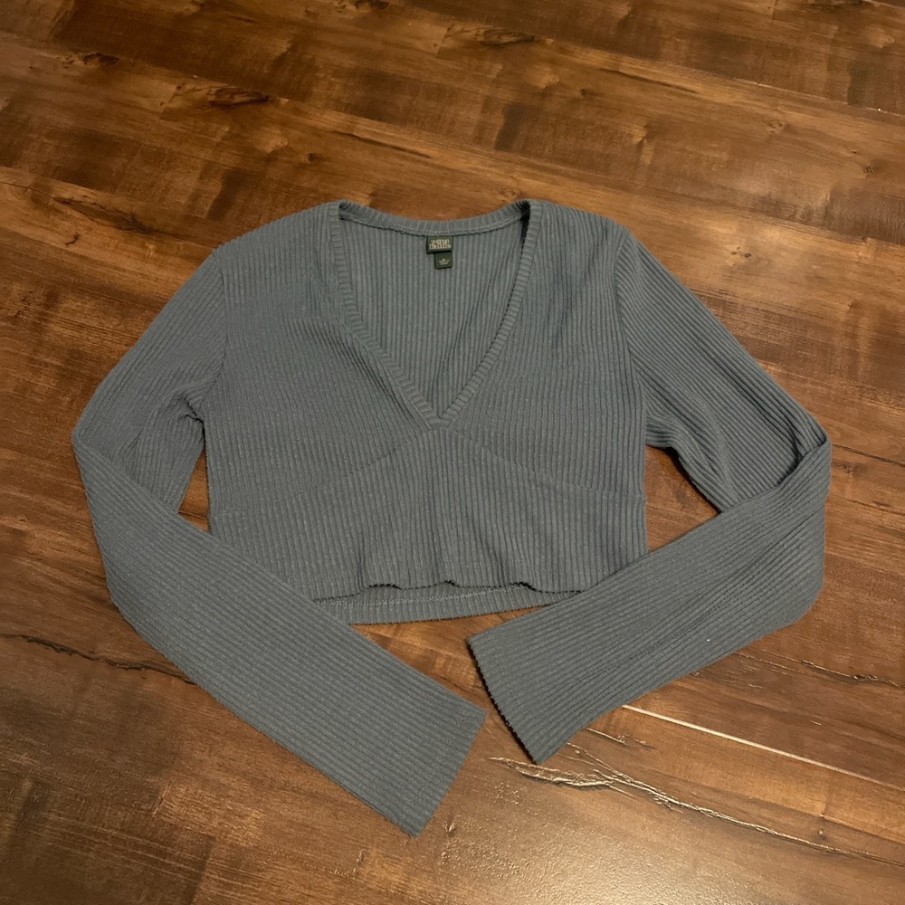 Wild Fable Blue V-Neck Ribbed Crop Top and bottoms